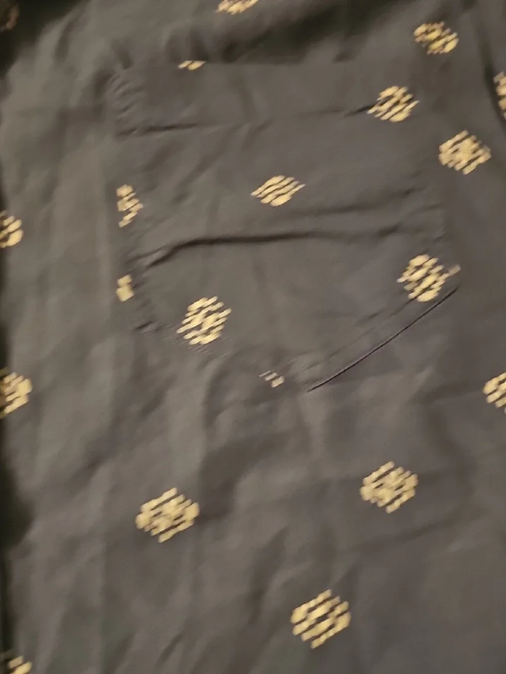 a.n.a Navy Button-Down Shirt with White Dot Motif